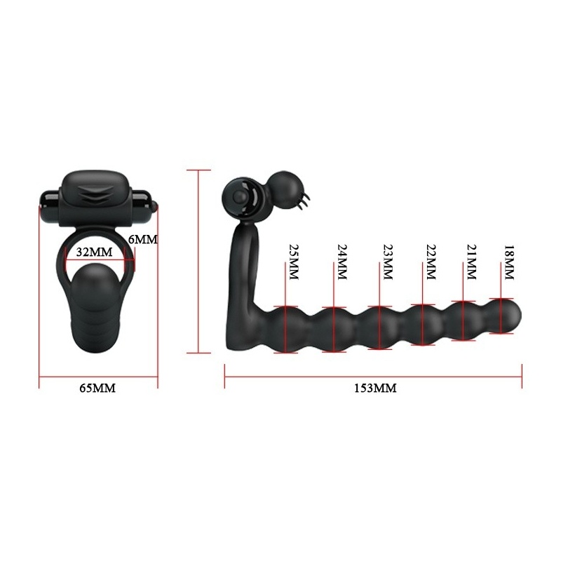 Hercules Penis Sheath III - wibrujący pierścień na penisa z 10 funkcjami wibracji (9 cm) - 5