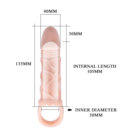 Rękaw na penisa Man Extension rozciągliwy, z pierścieniem na jądra, 13,5 cm - 6
