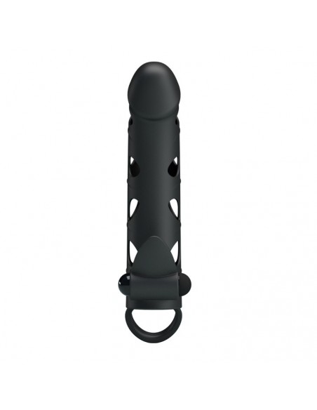 Wibrująca Nakładka Na Penisa Vibrating Penis Sleeve With Ball Strap - Przedłużki i nakładki na penisa - 1