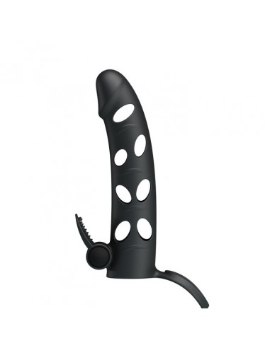 Wibrująca Nakładka Na Penisa Vibrating Penis Sleeve With Ball Strap - Przedłużki i nakładki na penisa - 5