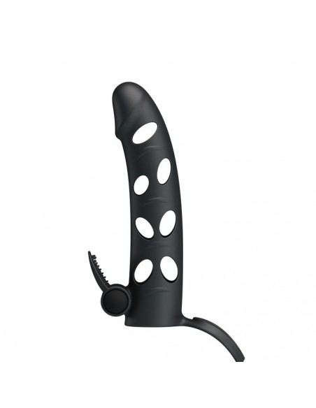 Wibrująca Nakładka Na Penisa Vibrating Penis Sleeve With Ball Strap - Przedłużki i nakładki na penisa - 5
