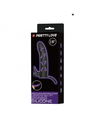 Wibrująca Nakładka Na Penisa Vibrating Penis Sleeve With Ball Strap - Przedłużki i nakładki na penisa - 6