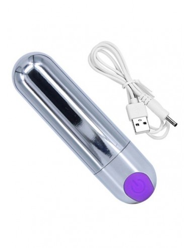 Mini wibrator Strong Bullet Vibrator Silver/Purple USB 10 Function - Wibratory Mini - 3