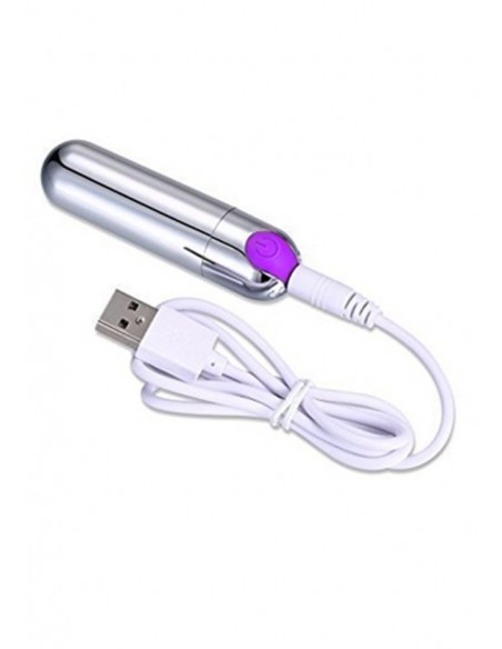 Mini wibrator Strong Bullet Vibrator Silver/Purple USB 10 Function - Wibratory Mini - 4