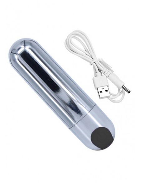 Mini wibrator Strong Bullet Vibrator Silver/Black USB 10 Function - Wibratory Mini - 3