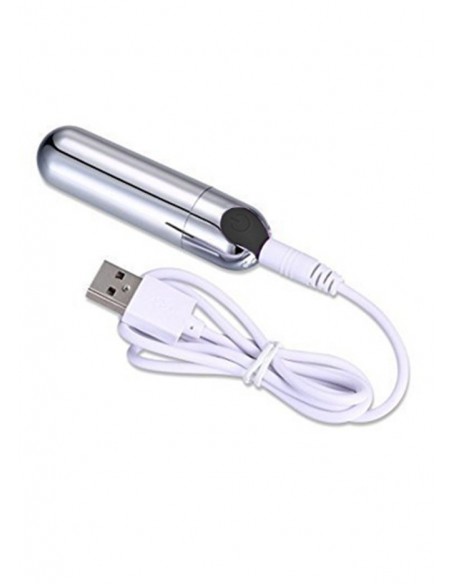Mini wibrator Strong Bullet Vibrator Silver/Black USB 10 Function - Wibratory Mini - 4