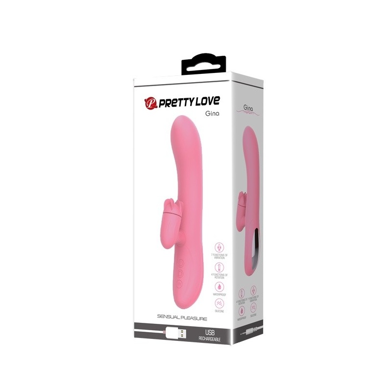 Wibrator króliczek Gina — obrotowy język, 7 funkcji wibracji, 20,5 cm - 9