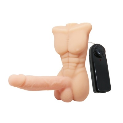 Męski tors Temptation Bigger Man z wibrującym i obracającym się fallusem o długości 13 cm - 1 2