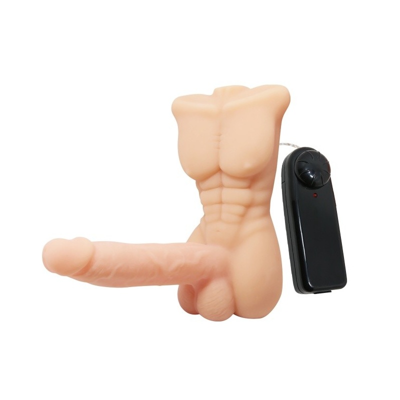 Męski tors Temptation Bigger Man z wibrującym i obracającym się fallusem o długości 13 cm - 2