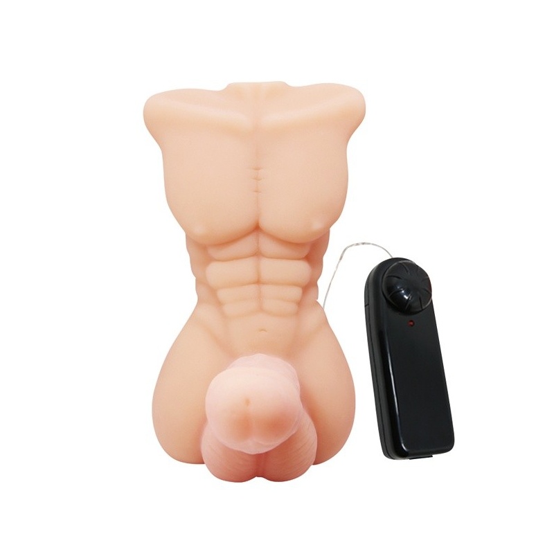 Męski tors Temptation Bigger Man z wibrującym i obracającym się fallusem o długości 13 cm - 3