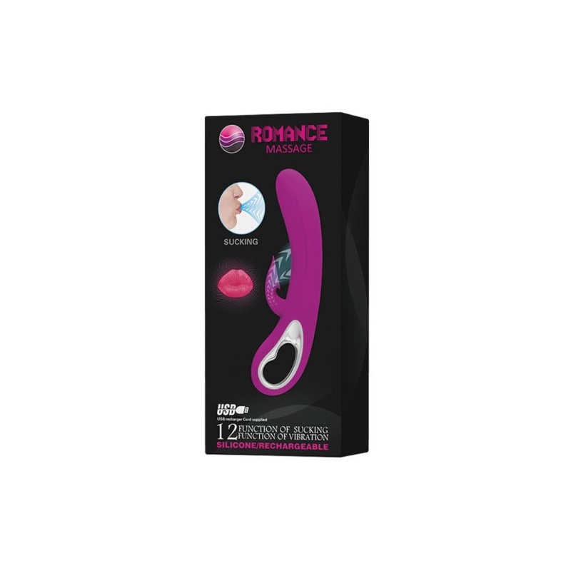 Wibrator ssąco-wibrujący Romance Massage - 12 funkcji ssania, 12 trybów wibracji, silikon medyczny, długość 20 cm - 2
