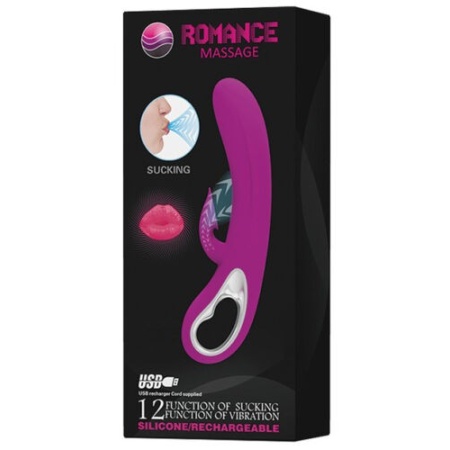 Wibrator ssąco-wibrujący Romance Massage - 12 funkcji ssania, 12 trybów wibracji, silikon medyczny, długość 20 cm - 2