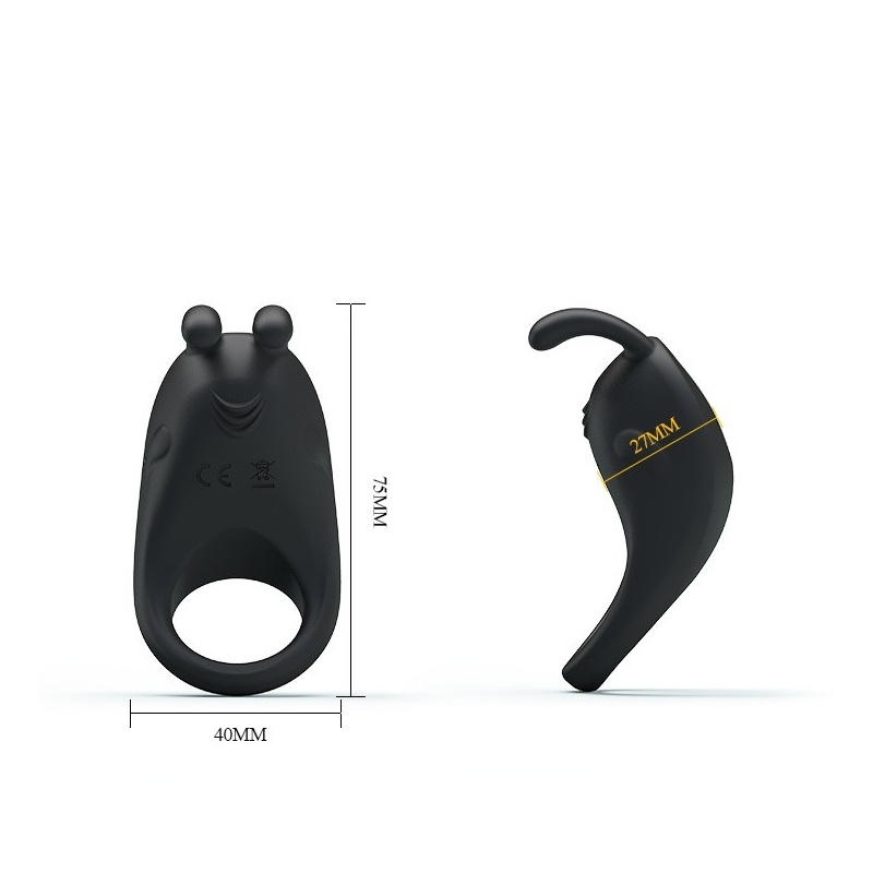 Wibrujący silikonowy pierścień Little Ear na penisa - 7 funkcji, 7,5 cm - 6