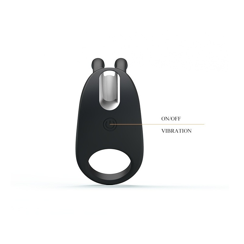 Wibrujący silikonowy pierścień Little Ear na penisa - 7 funkcji, 7,5 cm - 7