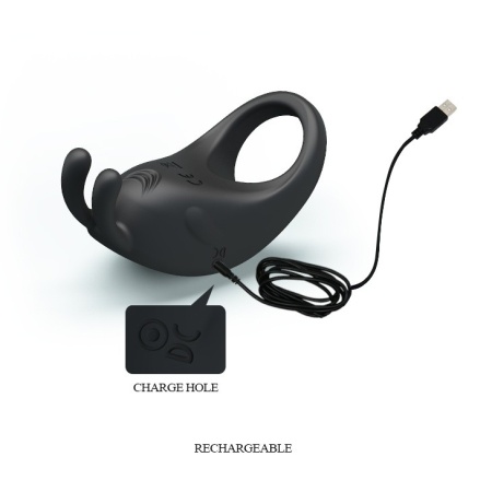Wibrujący silikonowy pierścień Little Ear na penisa - 7 funkcji, 7,5 cm - 8