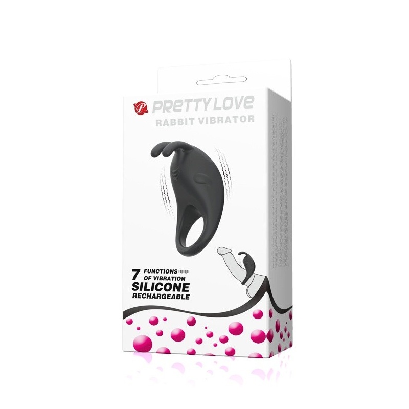 Wibrujący silikonowy pierścień Little Ear na penisa - 7 funkcji, 7,5 cm - 10