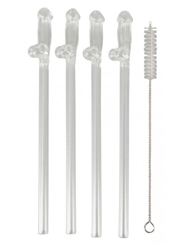 Glass Drinking Straw Willy x 4 - Śmieszne gadżety, prezenty - 3