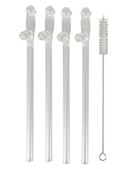 Glass Drinking Straw Willy x 4 - Śmieszne gadżety, prezenty - 3