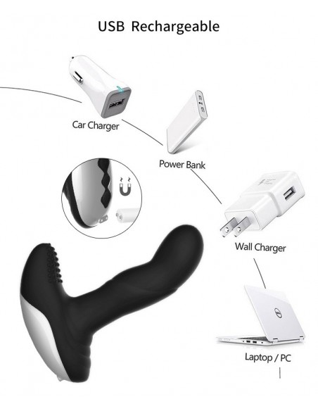 Masażer prostaty USB z Pilotem - 7 Funkcji Pulsacje Grzanie - Masażery i stymulatory prostaty - 6