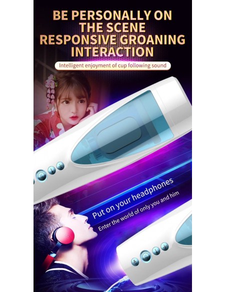 Masturbator Z Wibracjami Rotating And Flashing Masturbation Usb 10+10 Function / Talk Mode - Masturbatory i Sztuczne pochwy - 11