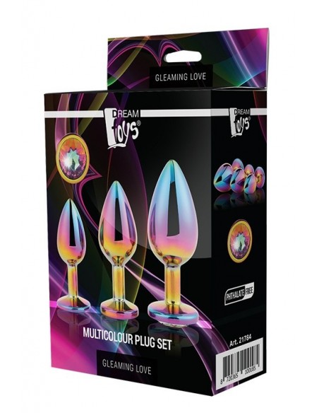 Zestaw zatyczek analnych GLEAMING LOVE MULTICOLOUR PLUG SET - Korki analne stalowe - 5