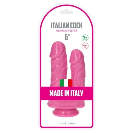 Podwójne dildo Caino e Abele różowe 15,5 cm z przyssawką - 2