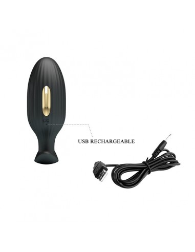 Wibrujący korek analny JEFFERSON 12 FUNCTIONS USB BLACK - Kulki i korki analne wibrujące - 8