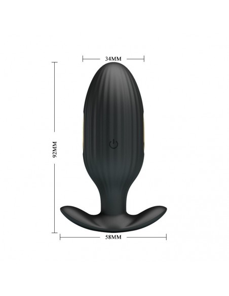 Wibrujący korek analny JEFFERSON 12 FUNCTIONS USB BLACK - Kulki i korki analne wibrujące - 9