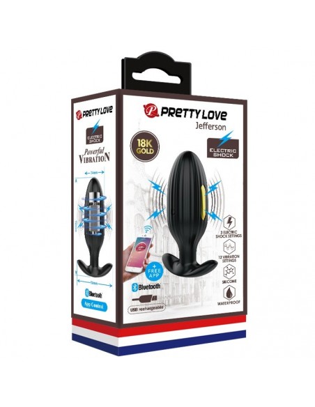 Wibrujący korek analny JEFFERSON 12 FUNCTIONS USB BLACK - Kulki i korki analne wibrujące - 10