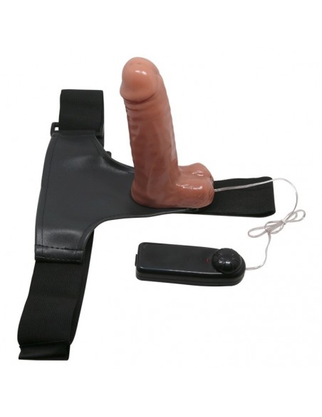 Wibrujący Strapon Ultra Passionate Harness Realdeal Penis 6.2'' Brown - Strap-ony, dilda na pasku z wibracją - 10