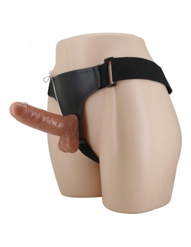 Wibrujący Strapon Ultra Passionate Harness Realdeal Penis 6.2'' Brown - Strap-ony, dilda na pasku z wibracją - 14