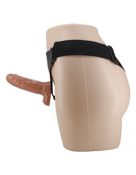 Wibrujący Strapon Ultra Passionate Harness Realdeal Penis 6.2'' Brown - Strap-ony, dilda na pasku z wibracją - 15