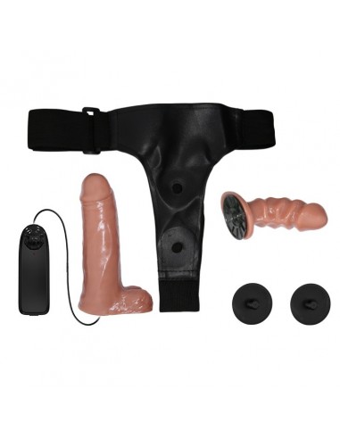 Wibrujący Strapon Ultra Passionate Harness Dual Penis 6,2'' - Strap-ony, dilda na pasku z wibracją - 2