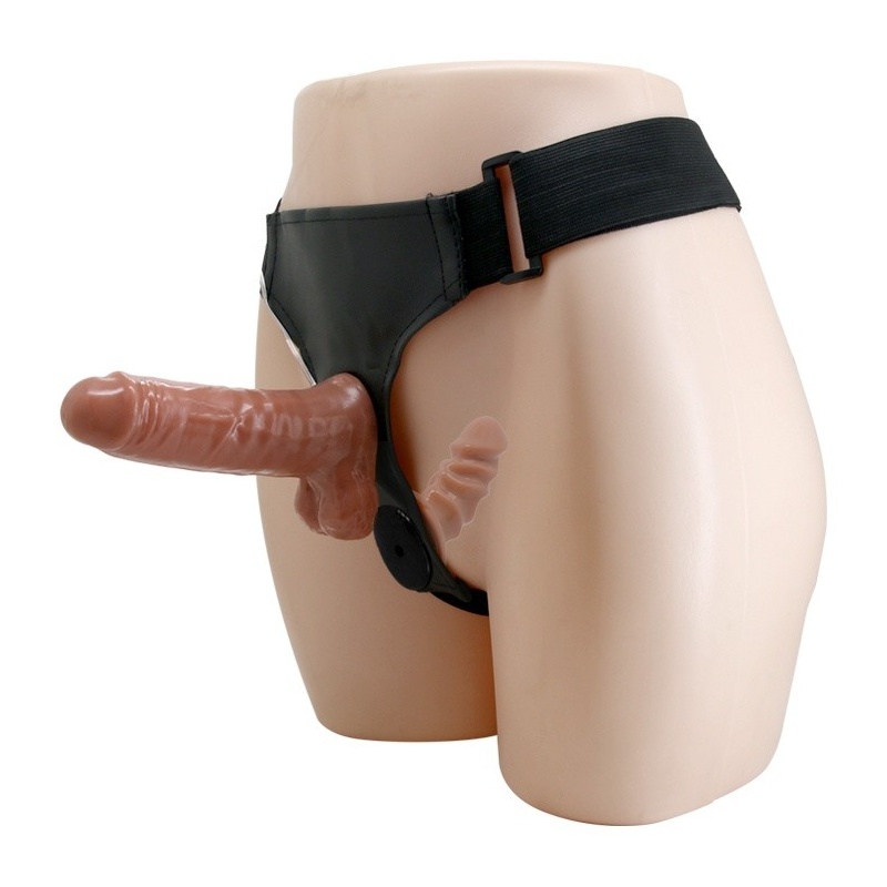 Dildo na pasku Ultra Passionate podwójne z wibracją, 16 cm - 4