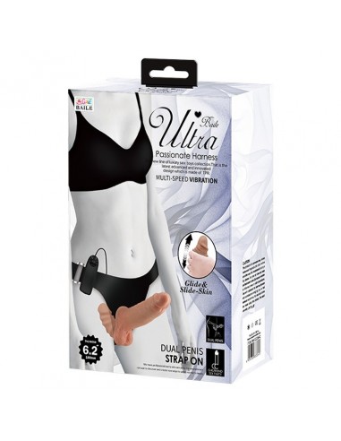 Wibrujący Strapon Ultra Passionate Harness Dual Penis 6,2'' - Strap-ony, dilda na pasku z wibracją - 8