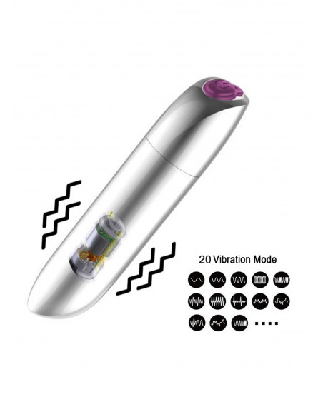 Wibrator mini Rechargeable Powerful Bullet Vibrator USB 20 Functions - Gold - Wibratory Mini - 4