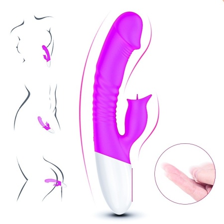 Wibrator 7 Function and Heating Mode fioletowy z ruchomym stymulatorem łechtaczki, ogrzewaniem i 7 trybami (wymiary nieokreślone - 4