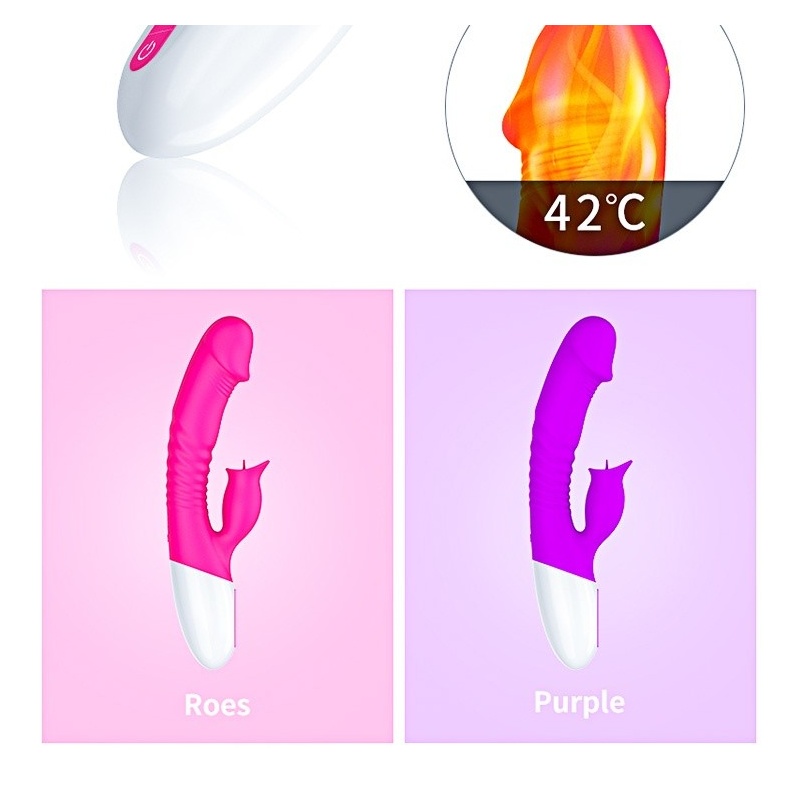 Wibrator 7 Function and Heating Mode fioletowy z ruchomym stymulatorem łechtaczki, ogrzewaniem i 7 trybami (wymiary nieokreślone - 11