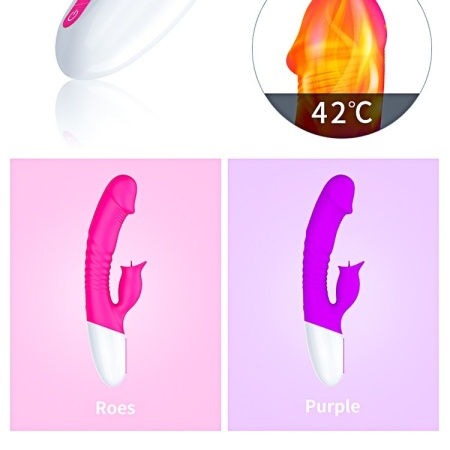 Wibrator 7 Function and Heating Mode fioletowy z ruchomym stymulatorem łechtaczki, ogrzewaniem i 7 trybami (wymiary nieokreślone - 11