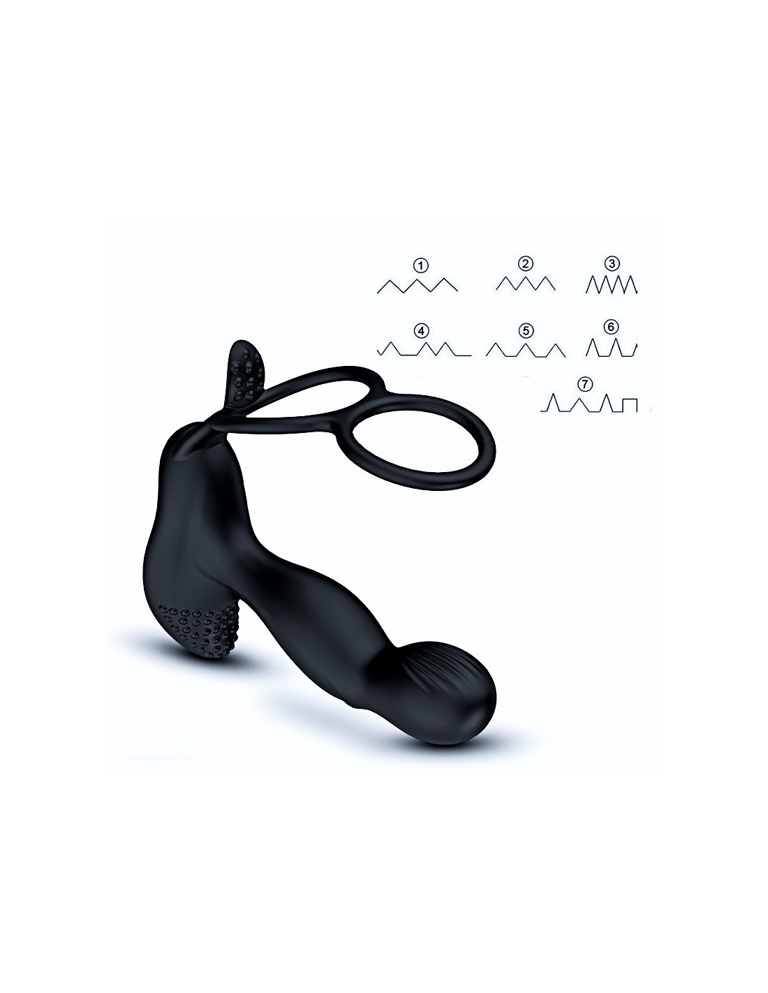 Masażer Prostaty z Pilotem i Podwójnym Pierścieniem 7 Funkcji + Grzanie - funkcje wibracji