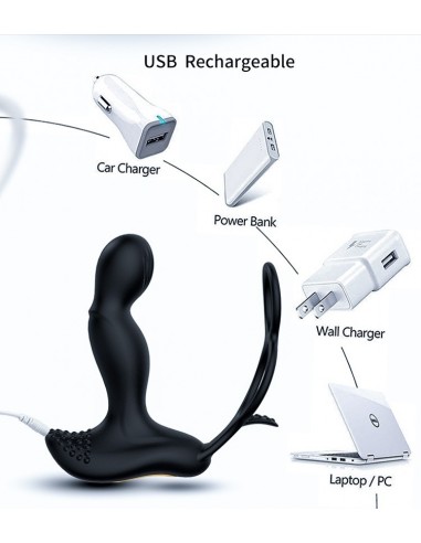 Masażer Prostaty z Pilotem i Podwójnym Pierścieniem 7 Funkcji + Grzanie - Masażery i stymulatory prostaty - 4