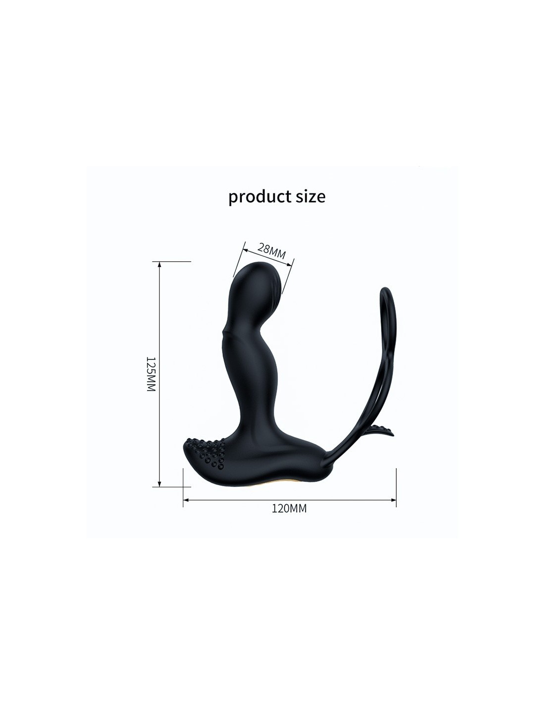 Masażer Prostaty z Pilotem i Podwójnym Pierścieniem 7 Funkcji + Grzanie -  rozmiar