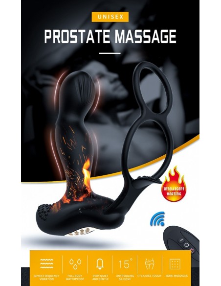 Masażer Prostaty z Pilotem i Podwójnym Pierścieniem 7 Funkcji + Grzanie - Masażery i stymulatory prostaty - 9