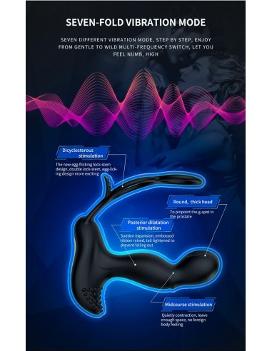Masażer Prostaty z Pilotem i Podwójnym Pierścieniem 7 Funkcji + Grzanie - Masażery i stymulatory prostaty - 12