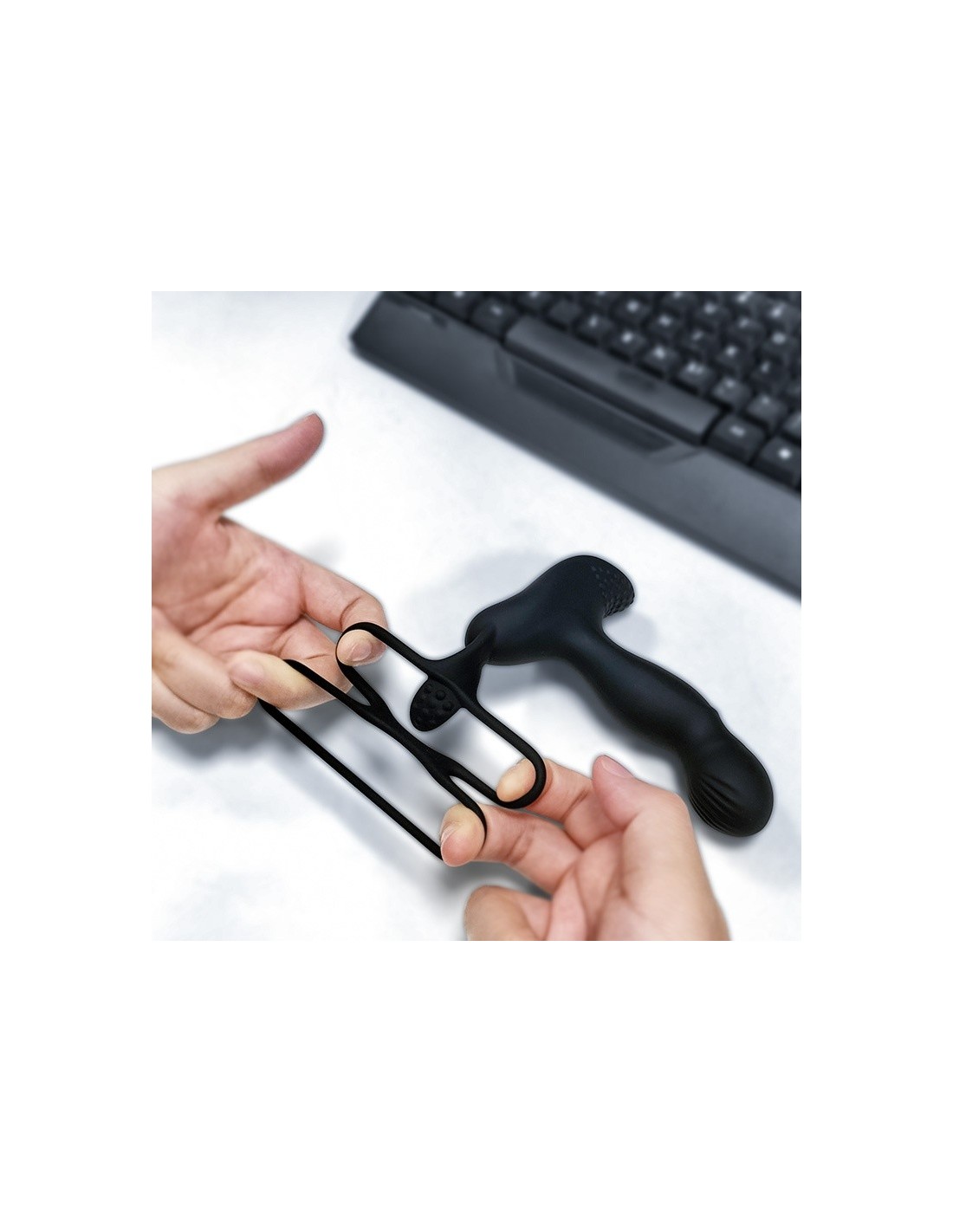 Masażer Prostaty z Pilotem i Podwójnym Pierścieniem 7 Funkcji + Grzanie - elastyczny pierścień