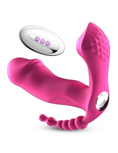 Stymulator dla Par z Pilotem - 7 Funkcji Ssących, Grzanie, Wibracje + Kulki analne - WIBRATORY DLA PAR - 1