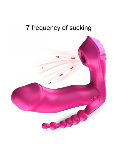 Stymulator dla Par z Pilotem - 7 Funkcji Ssących, Grzanie, Wibracje + Kulki analne - WIBRATORY DLA PAR - 4