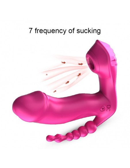 Stymulator dla Par z Pilotem - 7 Funkcji Ssących, Grzanie, Wibracje + Kulki analne - WIBRATORY DLA PAR - 4