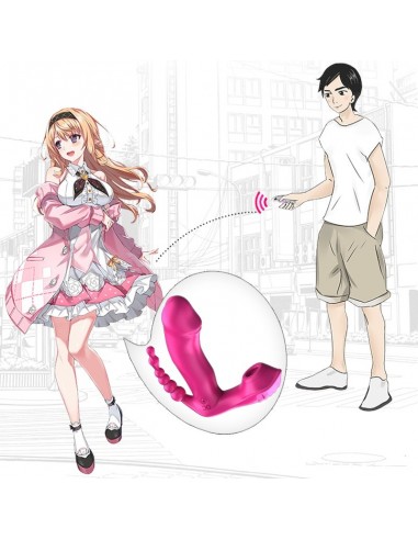 Stymulator dla Par z Pilotem - 7 Funkcji Ssących, Grzanie, Wibracje + Kulki analne - WIBRATORY DLA PAR - 6