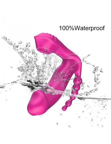 Stymulator dla Par z Pilotem - 7 Funkcji Ssących, Grzanie, Wibracje + Kulki analne - WIBRATORY DLA PAR - 7